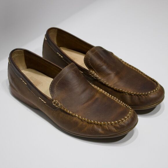 Frye Lewis Brown Venetian Leather Driving Loafers Men Size 10 - Minimal Wear main image 14